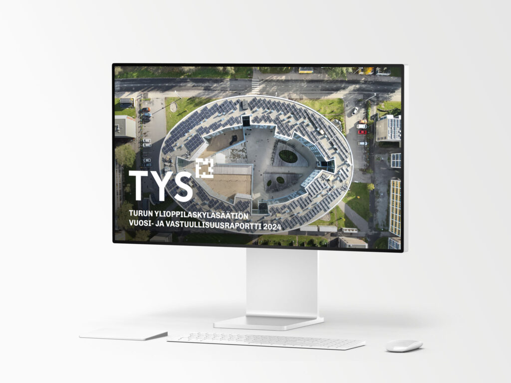 Vuosikertomuksen taitto Turun Ylioppilaskyläsäätiölle.