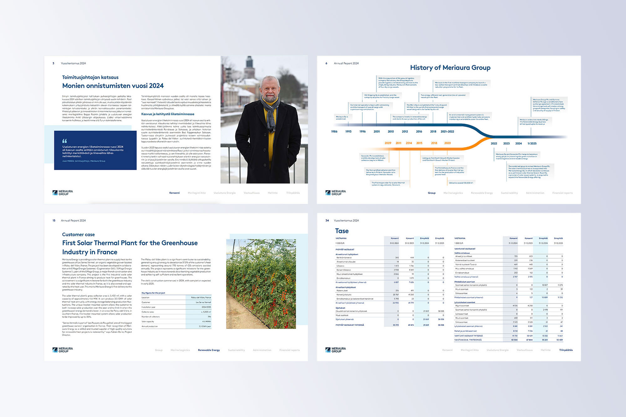Esimerkkejä mainostoimisto Kajahduksen toteuttamasta vuosikertomuksen taitosta.